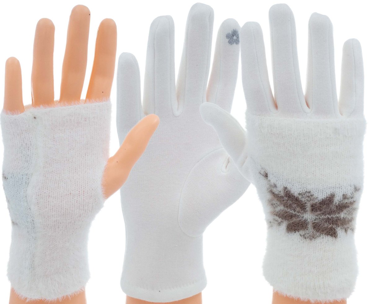 ZIMOWE RĘKAWICZKI damskie OCIEPLANE CIEPŁE mitenki 3w1 DO TELEFONU