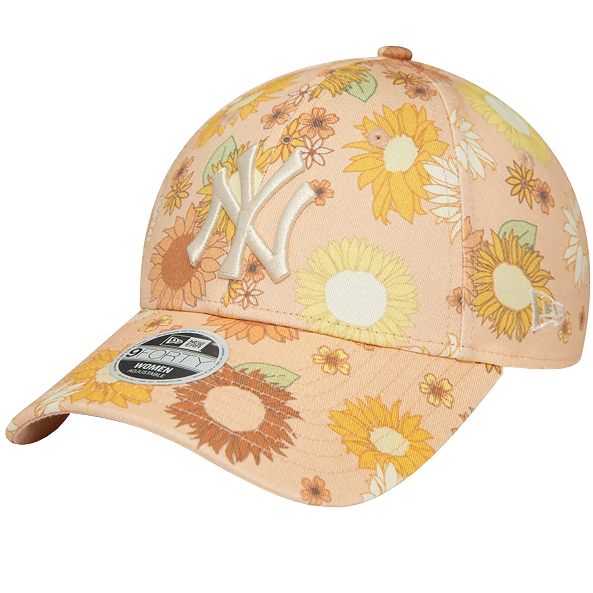 New Era 9FORTY New York Yankees Floral All Over Print Cap 60435003, Kobieta, Czapka z daszkiem, Pomarańczowy