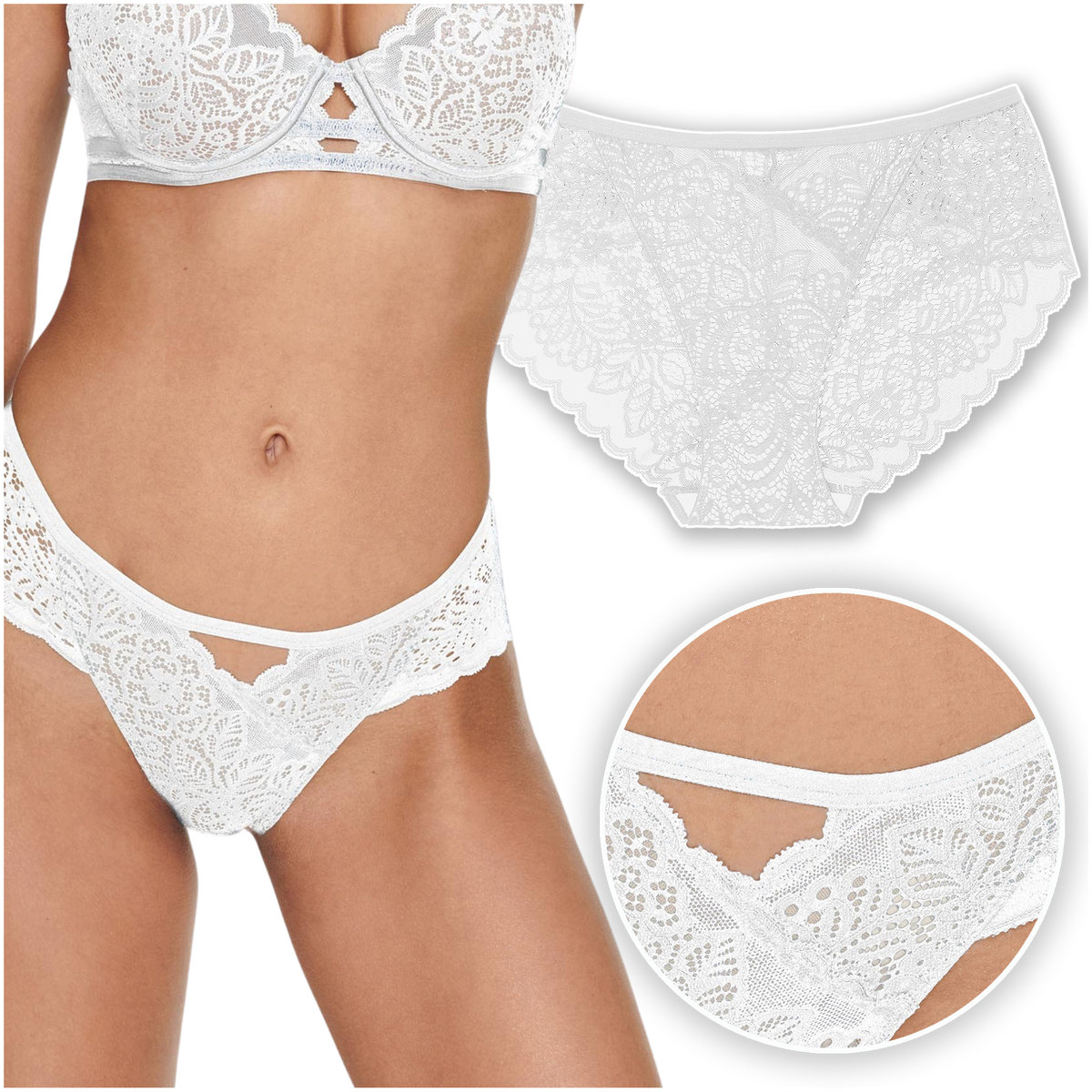 Henderson Majtki Damskie Koronkowe Białe Hint Rozmiar M