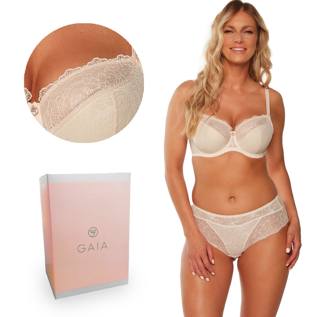 Biustonosz z koronką Semi-Soft Hannah 1207 półusztywniany beżowy  80H