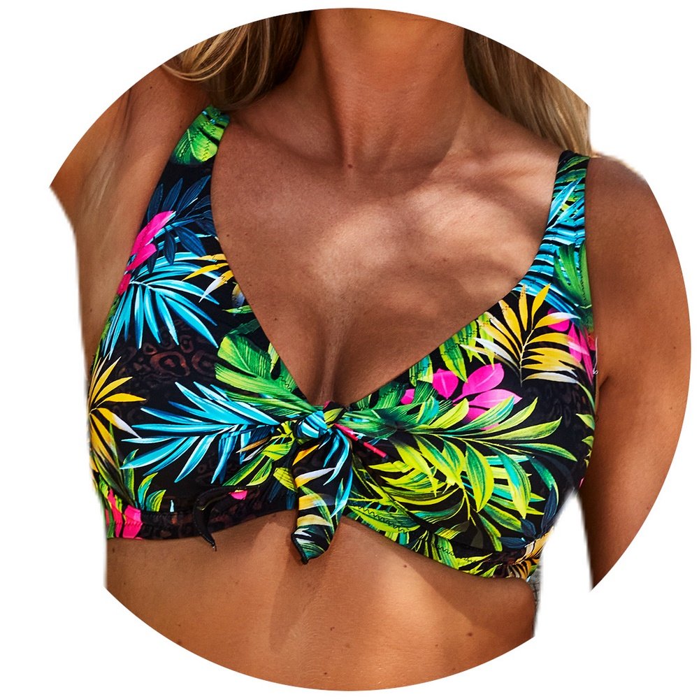 Strój kąpielowy góra biustonosz soft Mayca 026 czarny kolorowe listki  80E