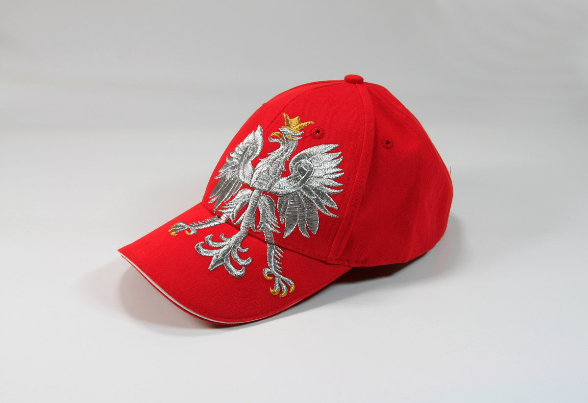 CZAPKA KIBICA BEJSBOLOWA CZERWONA Z WIELKIM ORŁEM