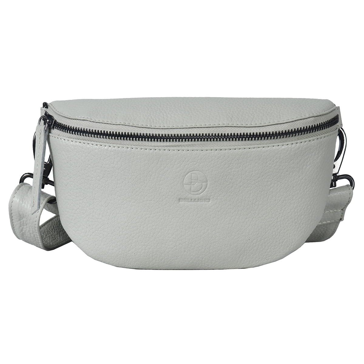 Średnia saszetka skórzana typu nerka wielofunkcyjna beżowa