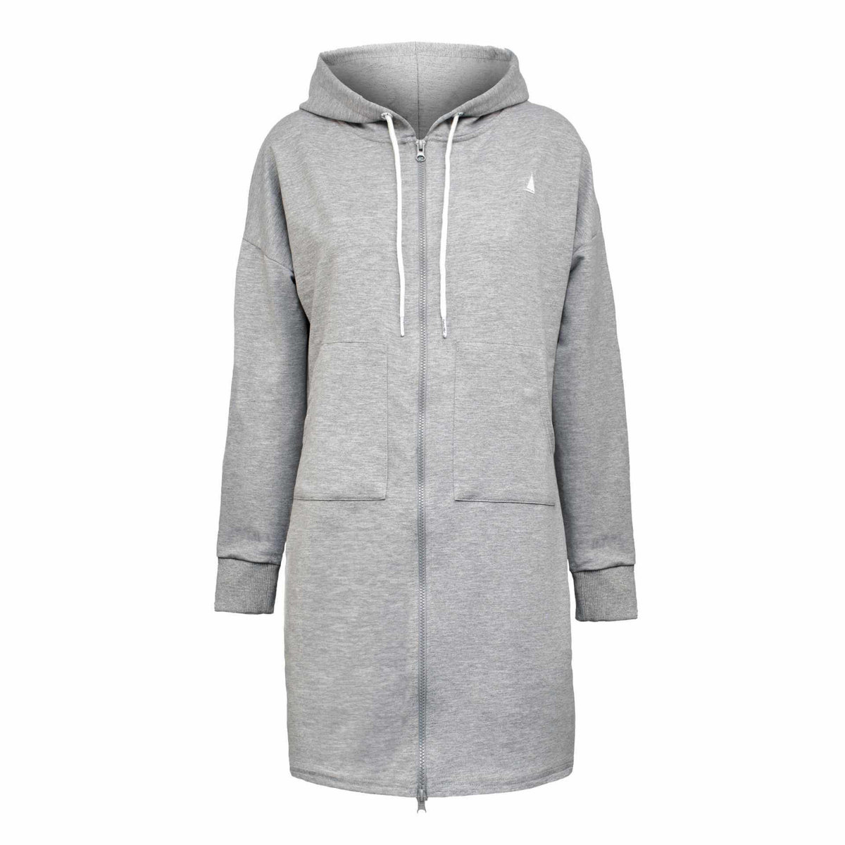 Długa bluza rozpinana damska z kapturem tunika szara Captain Mike M