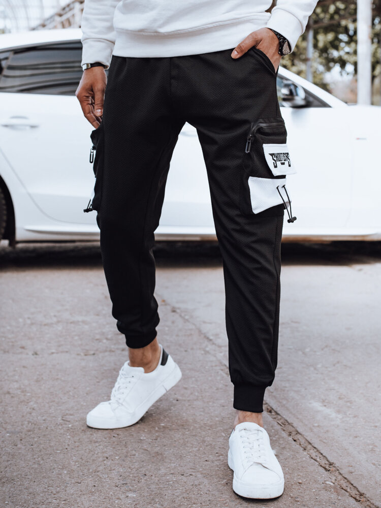 Spodnie męskie dresowe bojówki czarne Dstreet UX4371-XXL