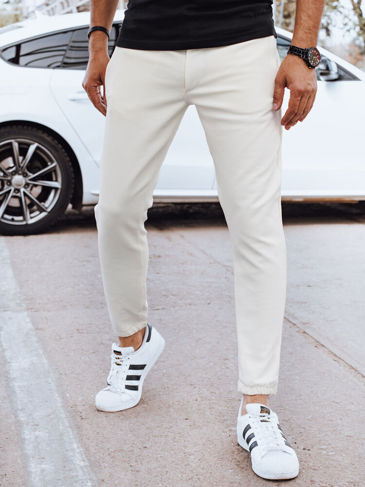 Spodnie męskie joggery ecru Dstreet UX4264-XL