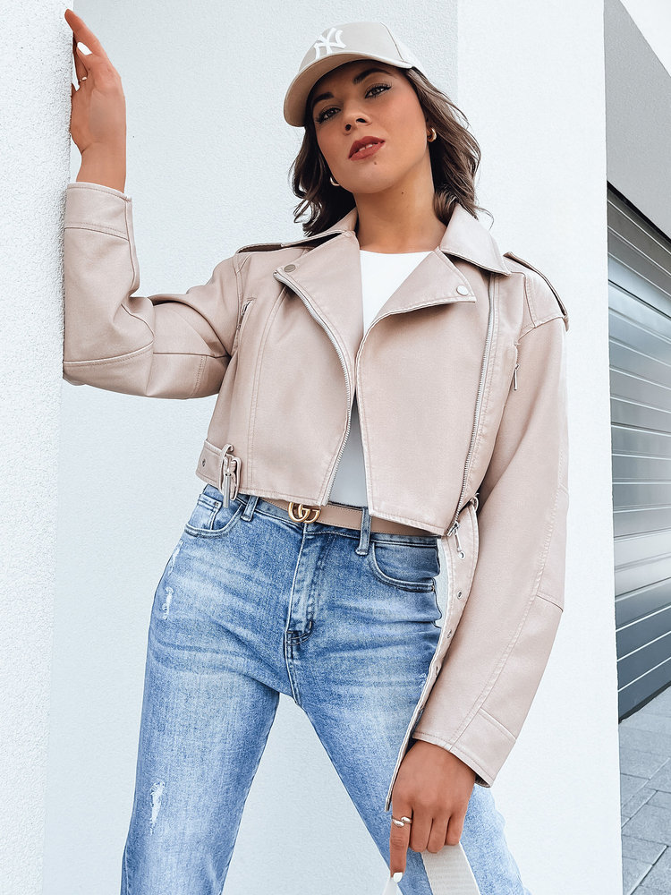 Kurtka damska skórzana BADEN beżowa Dstreet TY4336-S