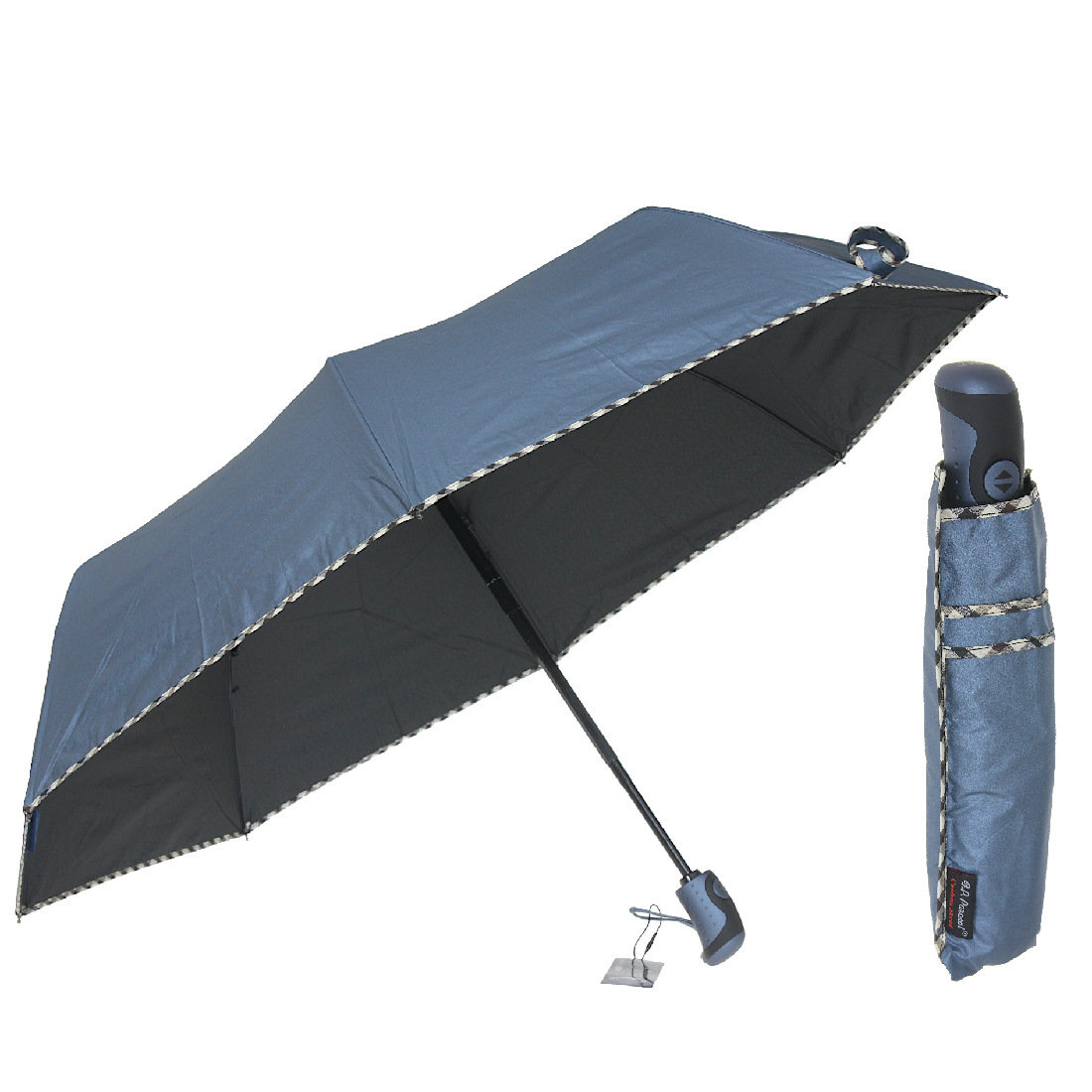 Parasol damski pełny automat niebieski metalic