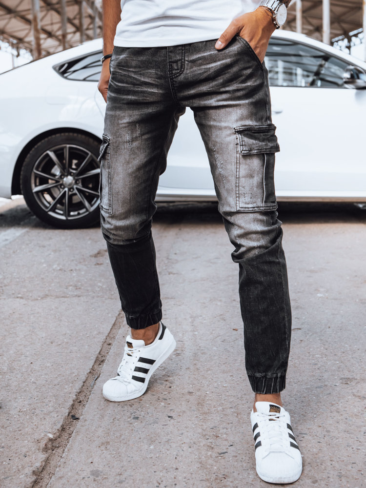 Spodnie męskie jeansowe joggery czarne Dstreet UX4038-L