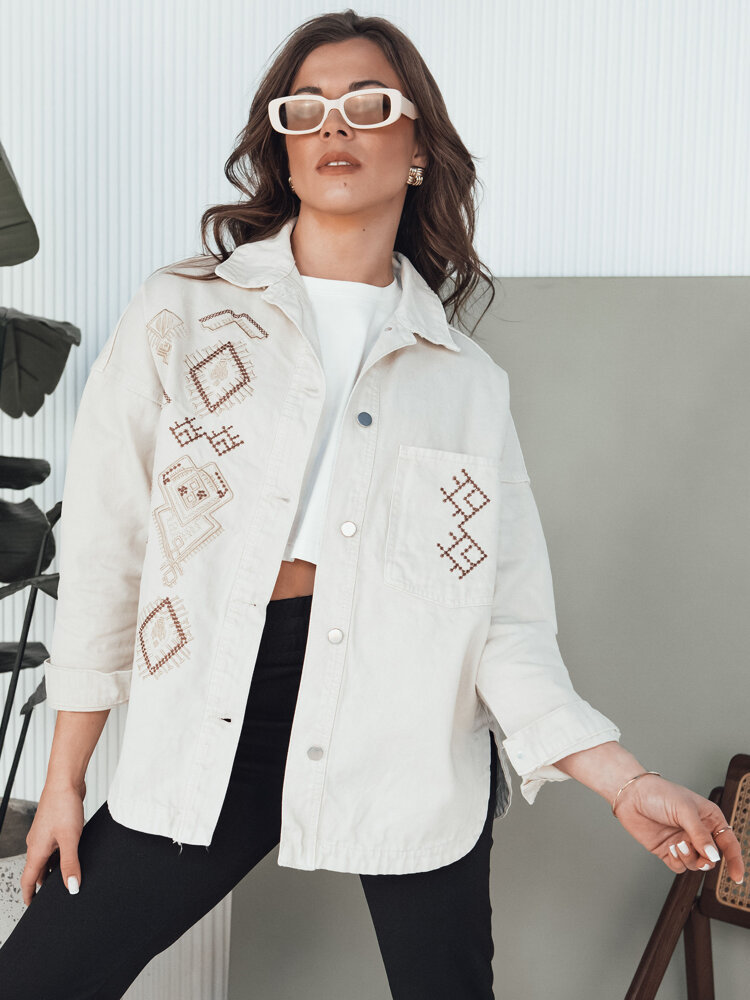 Kurtka damska jeansowa FILOMENAS beżowa Dstreet TY4313-L