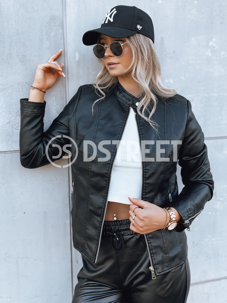 Kurtka damska skórzana TRENDY FUSION czarna Dstreet TY3896-L