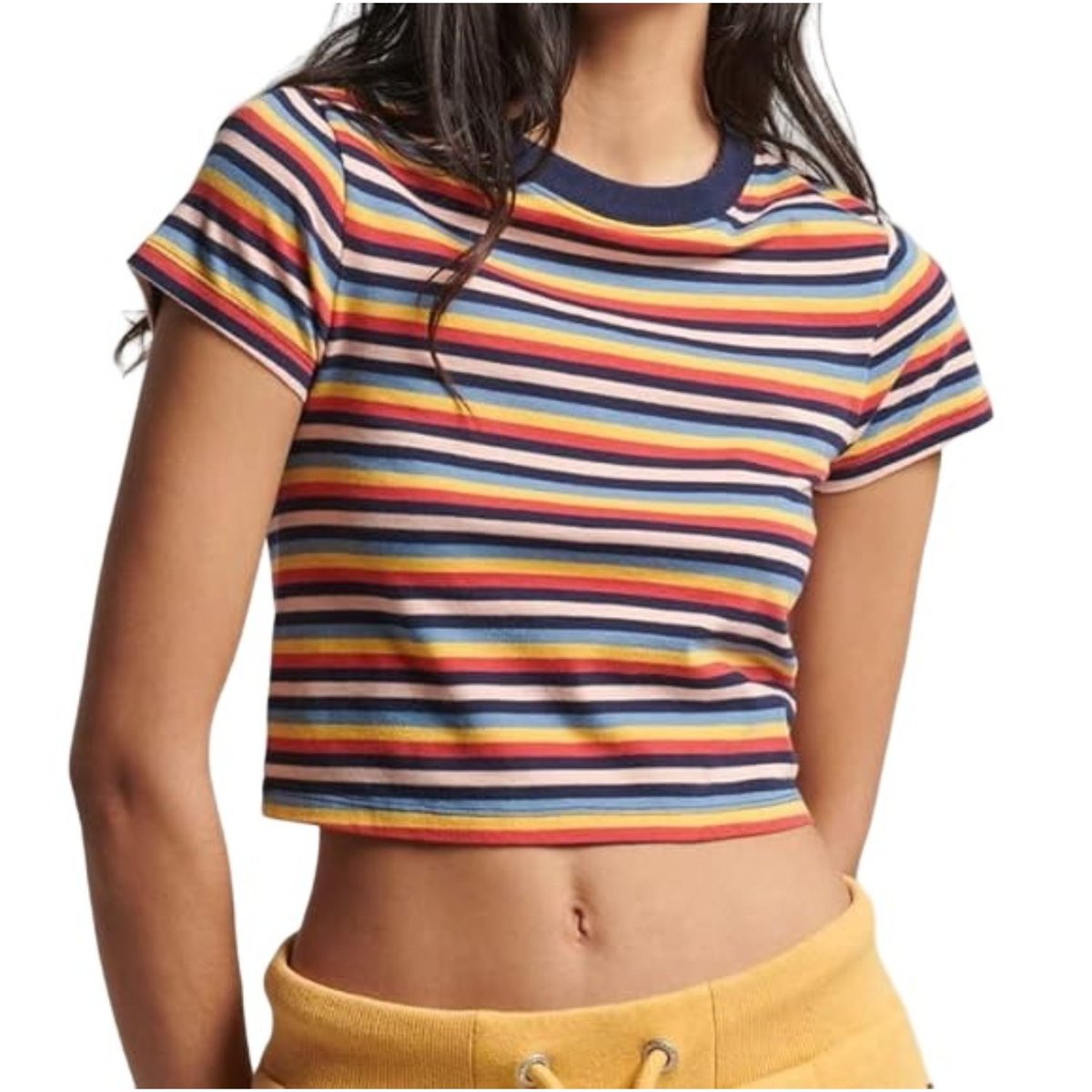 Koszulka damska Superdry Vintage Crop krótki t-shirt w paski -L