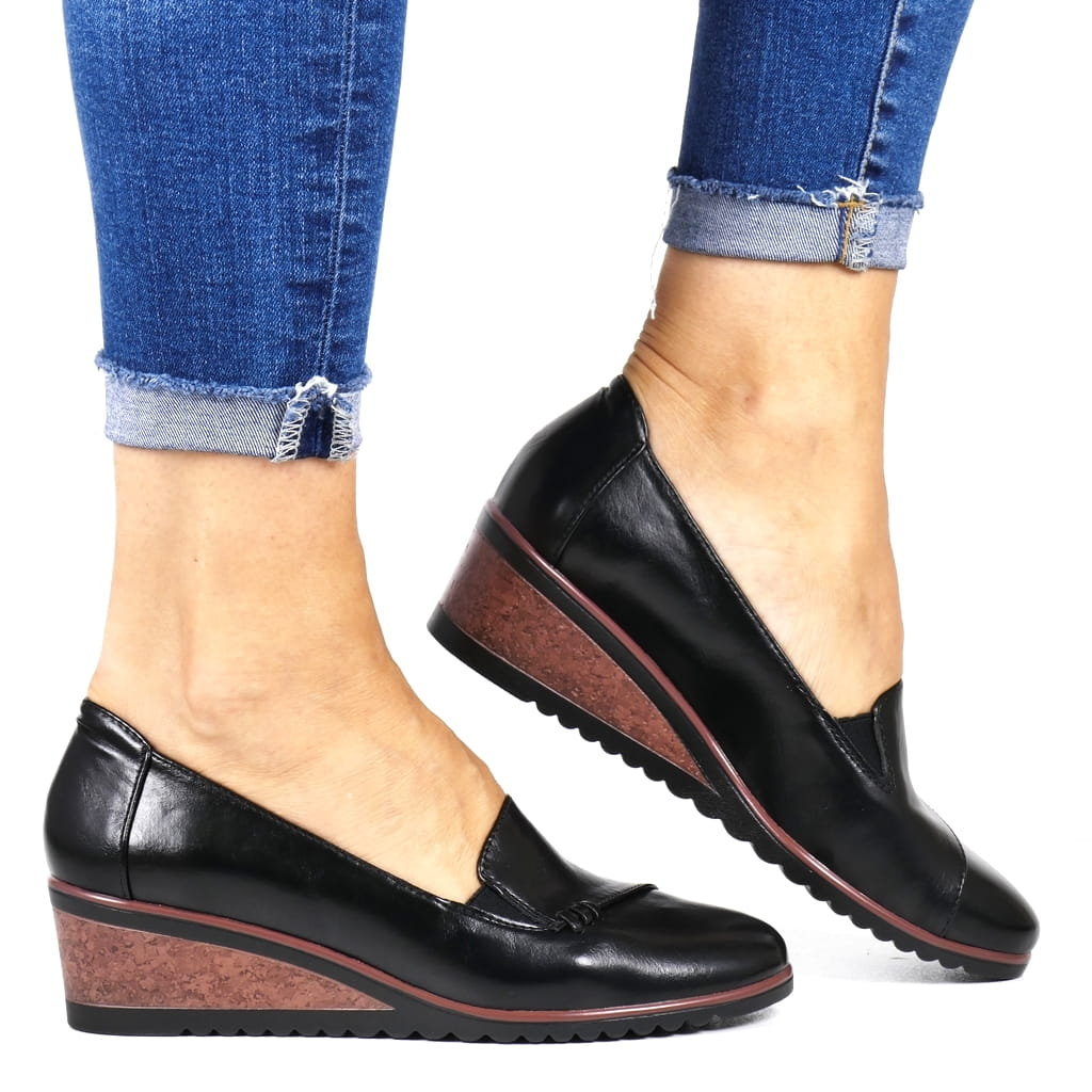 DAMSKIE PÓŁBUTY NA KOTURNIE POTOCKI 12345 CZARNE