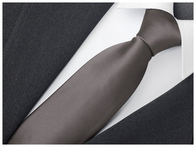 ŻAKARDOWY Gładki Jednokolorowy Krawat Męski do Garnituru GRAFITOWY rr03