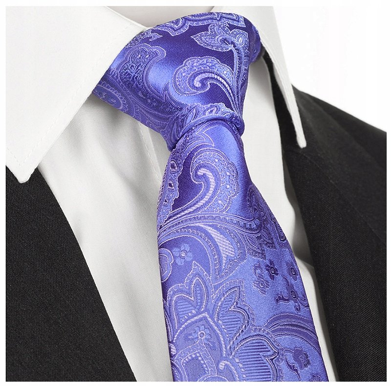 JEDWAB 100% ŻAKARD Krawat Jedwabny CHABROWY kj22