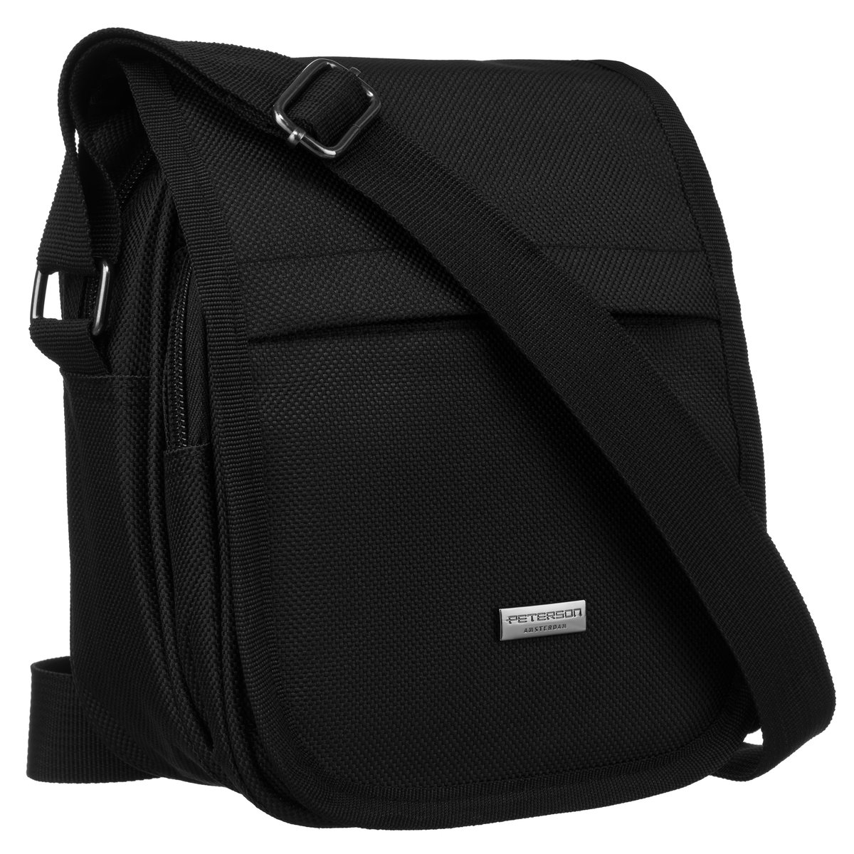 Męska torba miejska z klapką torebka listonoszka miejska crossbody Peterson, czarny