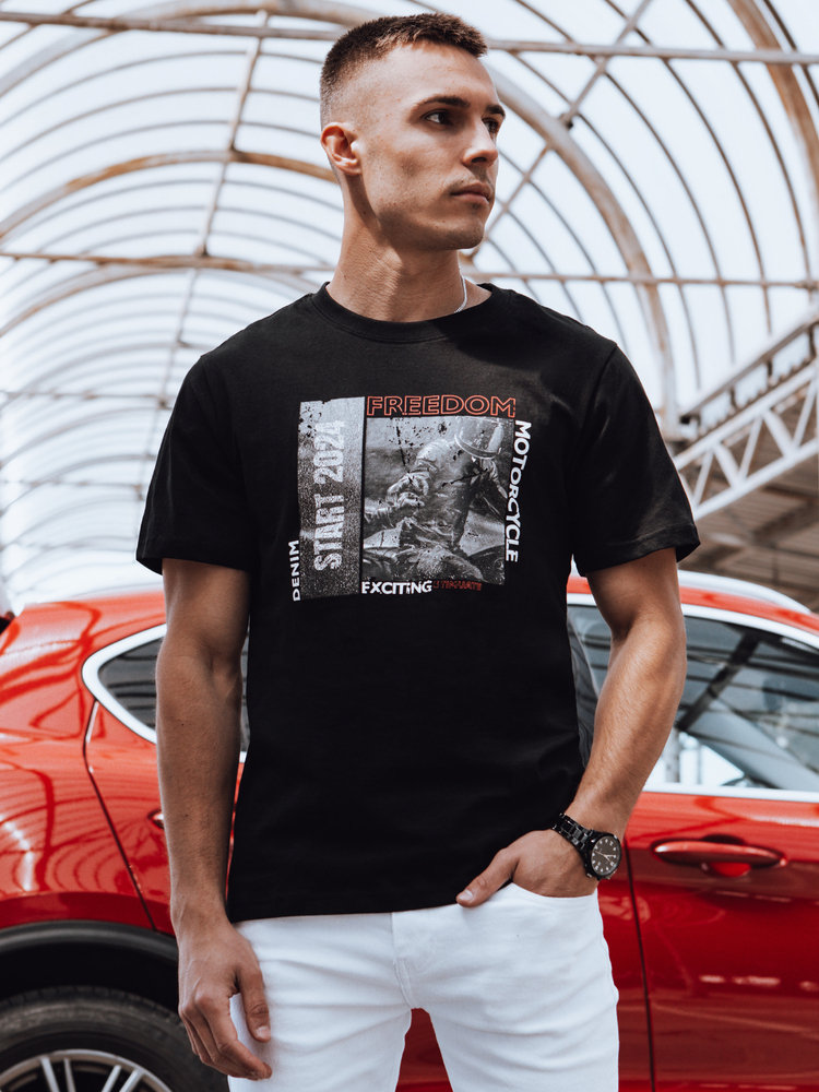 Koszulka męska z nadrukiem czarna Dstreet RX5464-XL