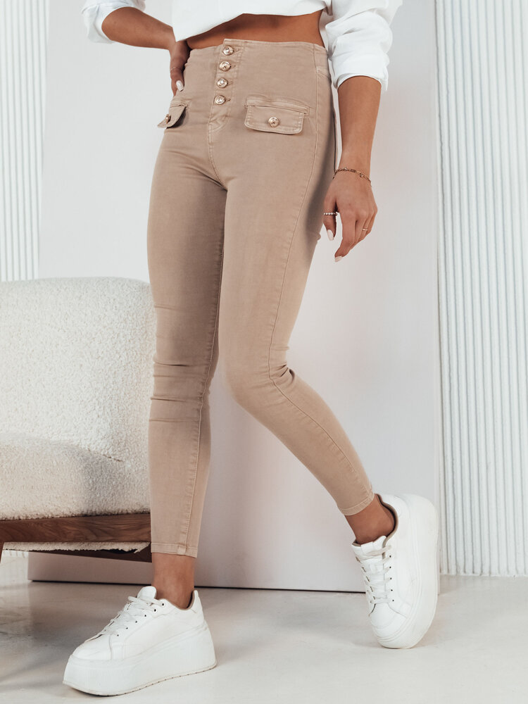 Spodnie damskie jeansowe SKULL jasnobeżowe Dstreet UY1723-XL