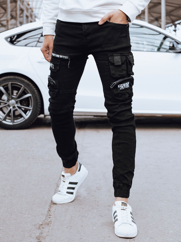Spodnie męskie jeansowe bojówki czarne Dstreet UX4326-34/48