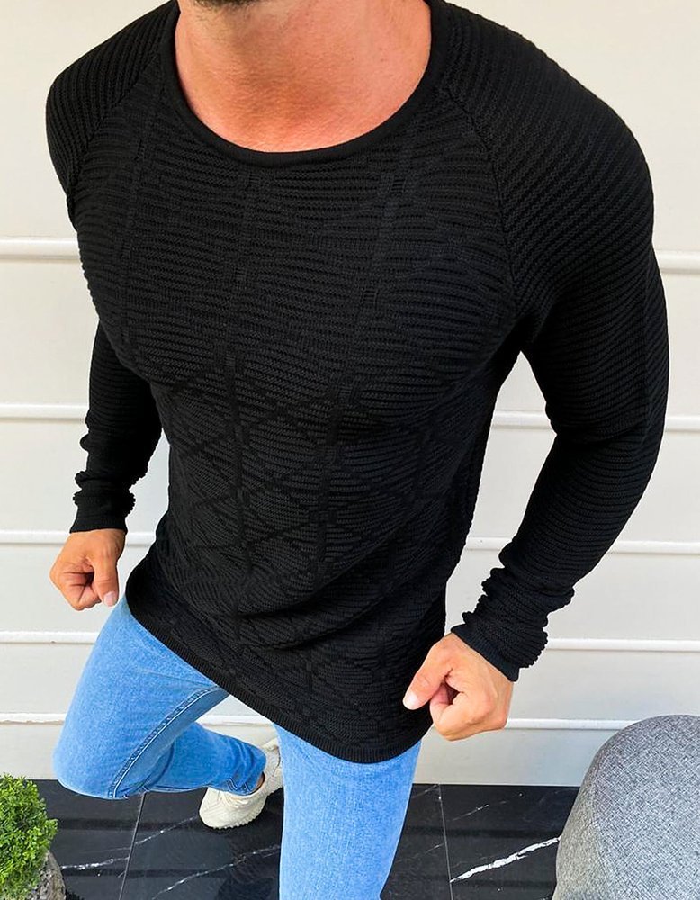 Sweter męski wkładany przez głowę czarny WX1598-XL