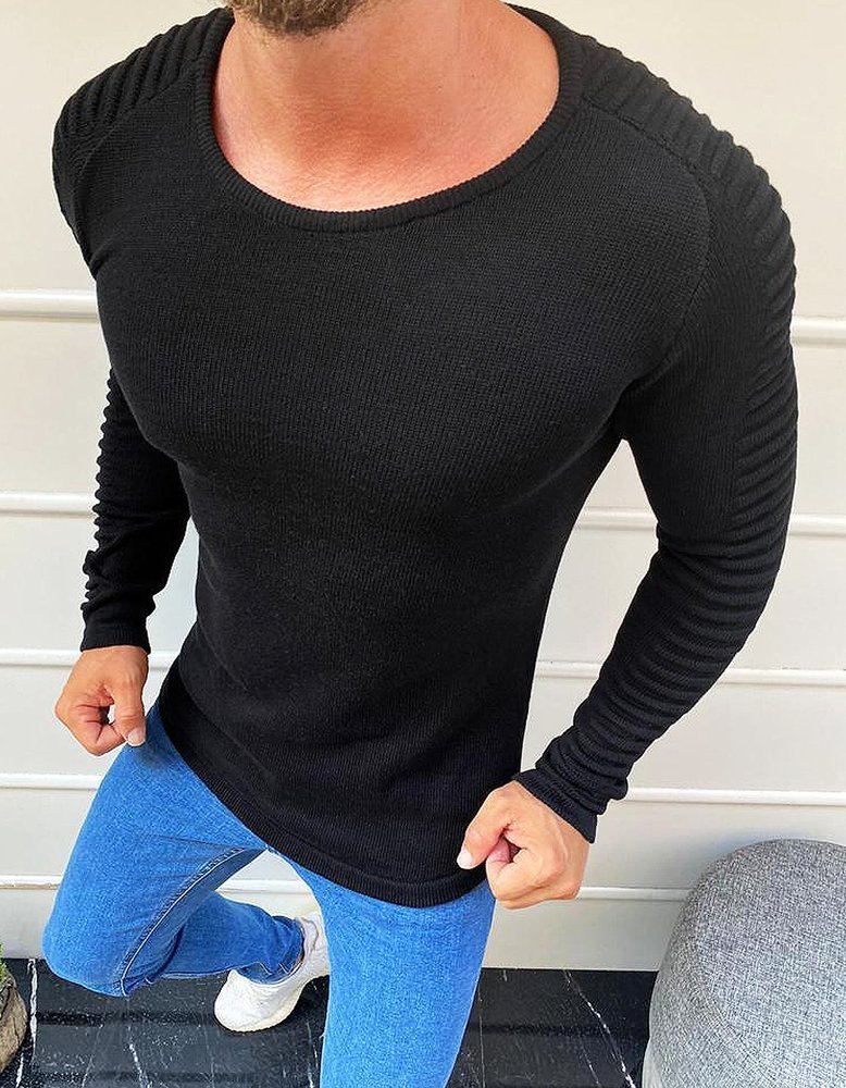 Sweter męski wkładany przez głowę czarny WX1605-S