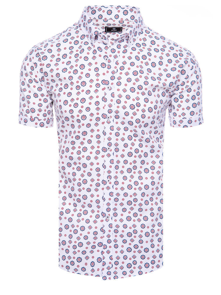 Koszula męska z krótkim rękawem biała Dstreet KX1021-M