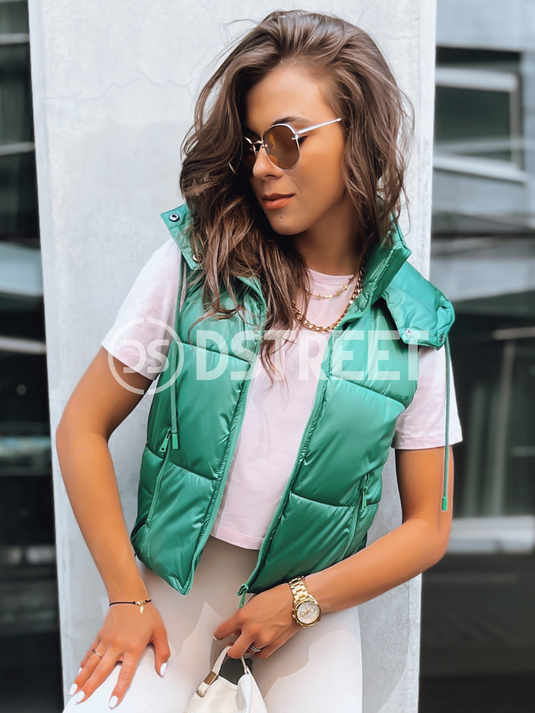 Sportowa kamizelka damska pikowana OSHE zielona Dstreet TY3702-XL