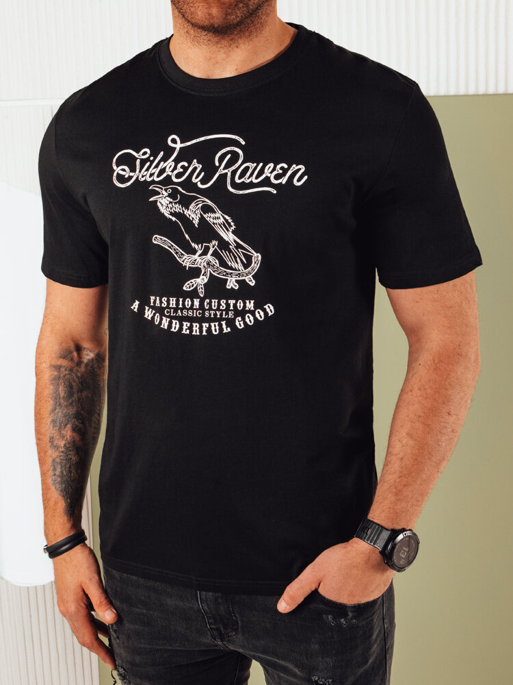 Koszulka męska z nadrukiem czarna Dstreet RX5363-XXL