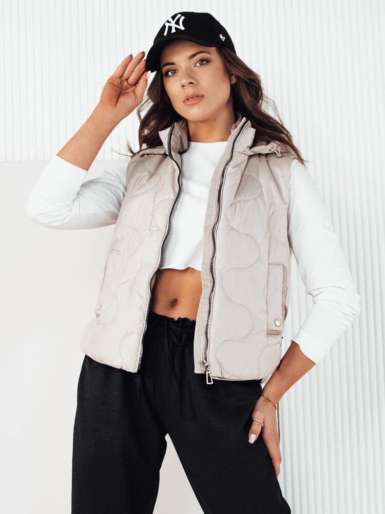 Kamizelka damska pikowana TREOS jasnoszara Dstreet TY4217-L