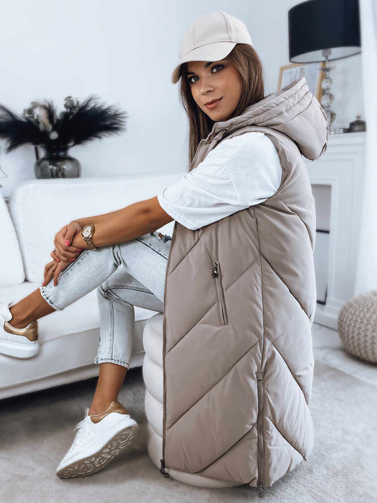 Kamizelka damska pikowana ZIPIS beżowa Dstreet TY3216-XL