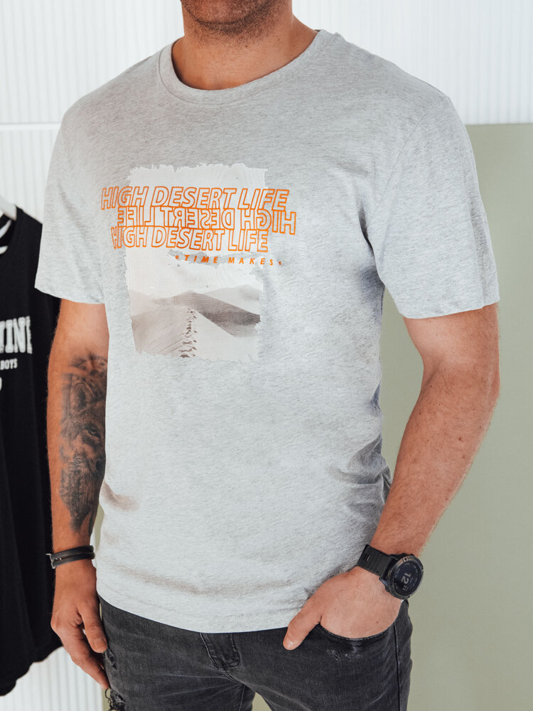 Koszulka męska z nadrukiem szara Dstreet RX5488-XL