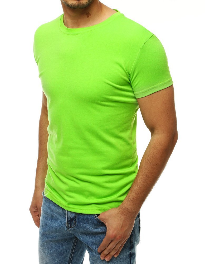 T-shirt męski bez nadruku limonkowy Dstreet RX4191-L