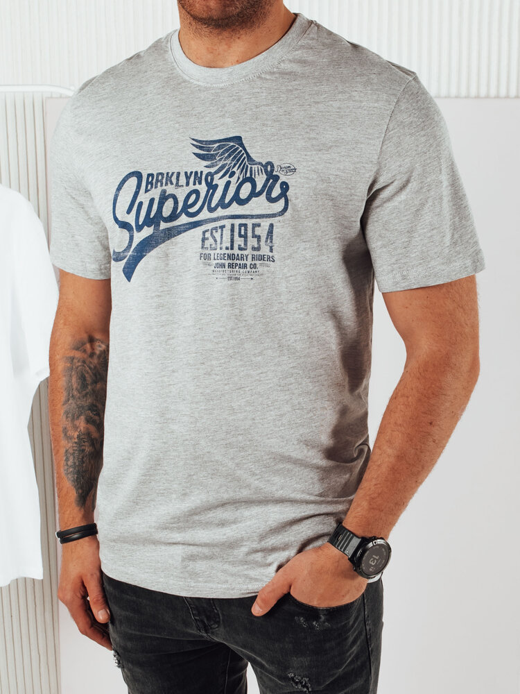 Koszulka męska z nadrukiem szara Dstreet RX5365-XXL