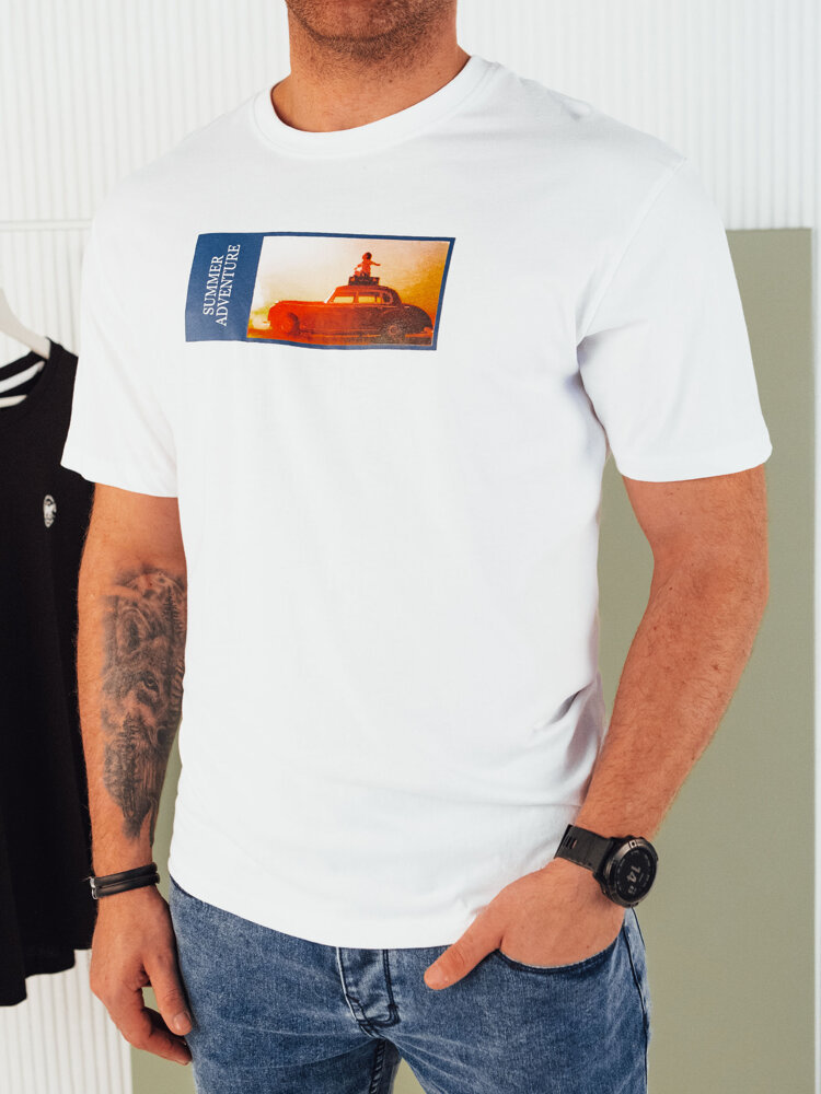 Koszulka męska z nadrukiem biała Dstreet RX5484-XL