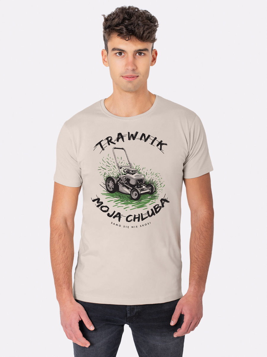 TRAWNIK MOJA CHLUBA / koszulka męska / jasny beż