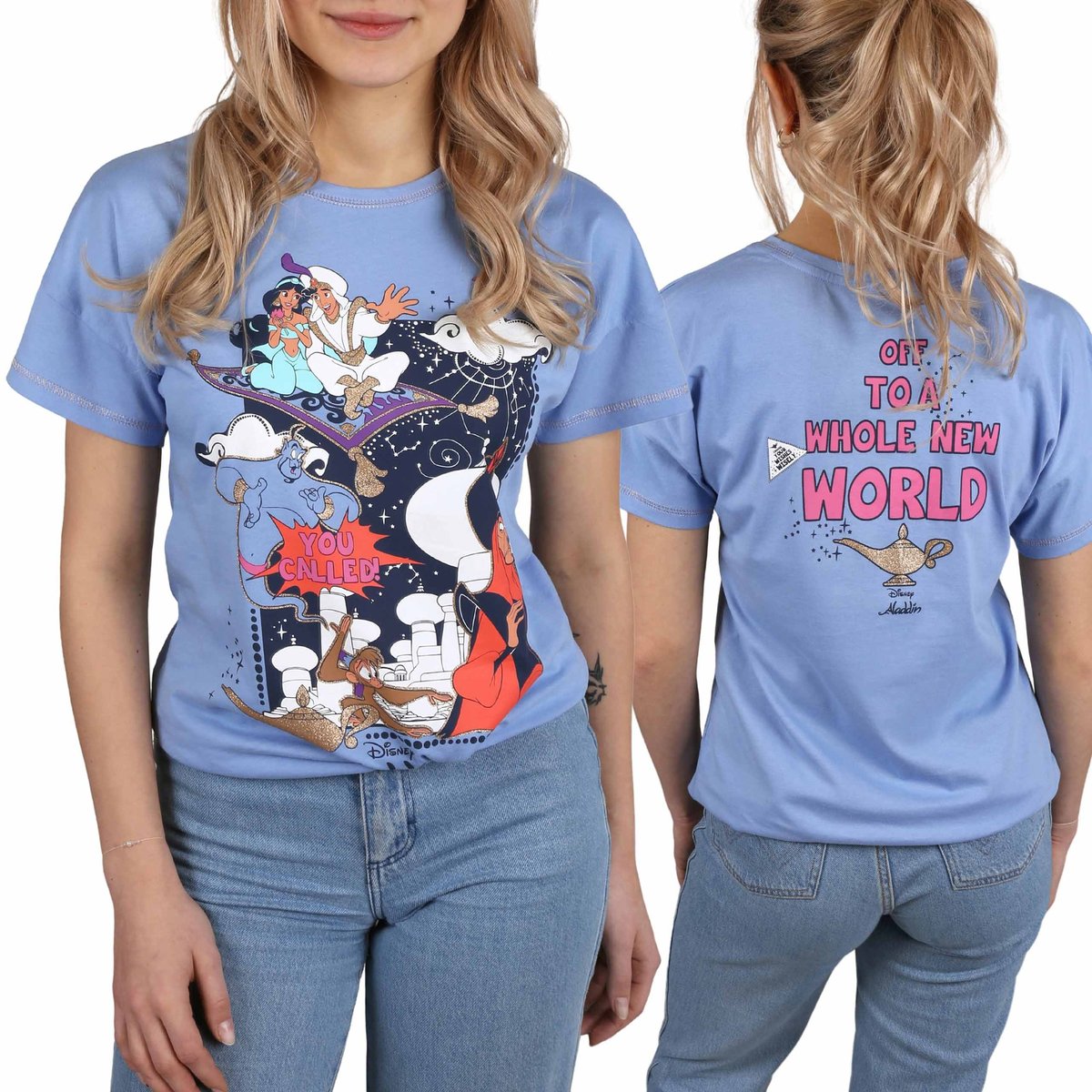 Niebieska koszulka, t-shirt z krótkim rękawem Aladyn DISNEY M