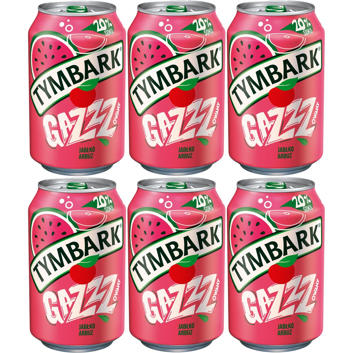 Tymbark Napój gazowany jabłko arbuz 330 ml x 6 sztuk