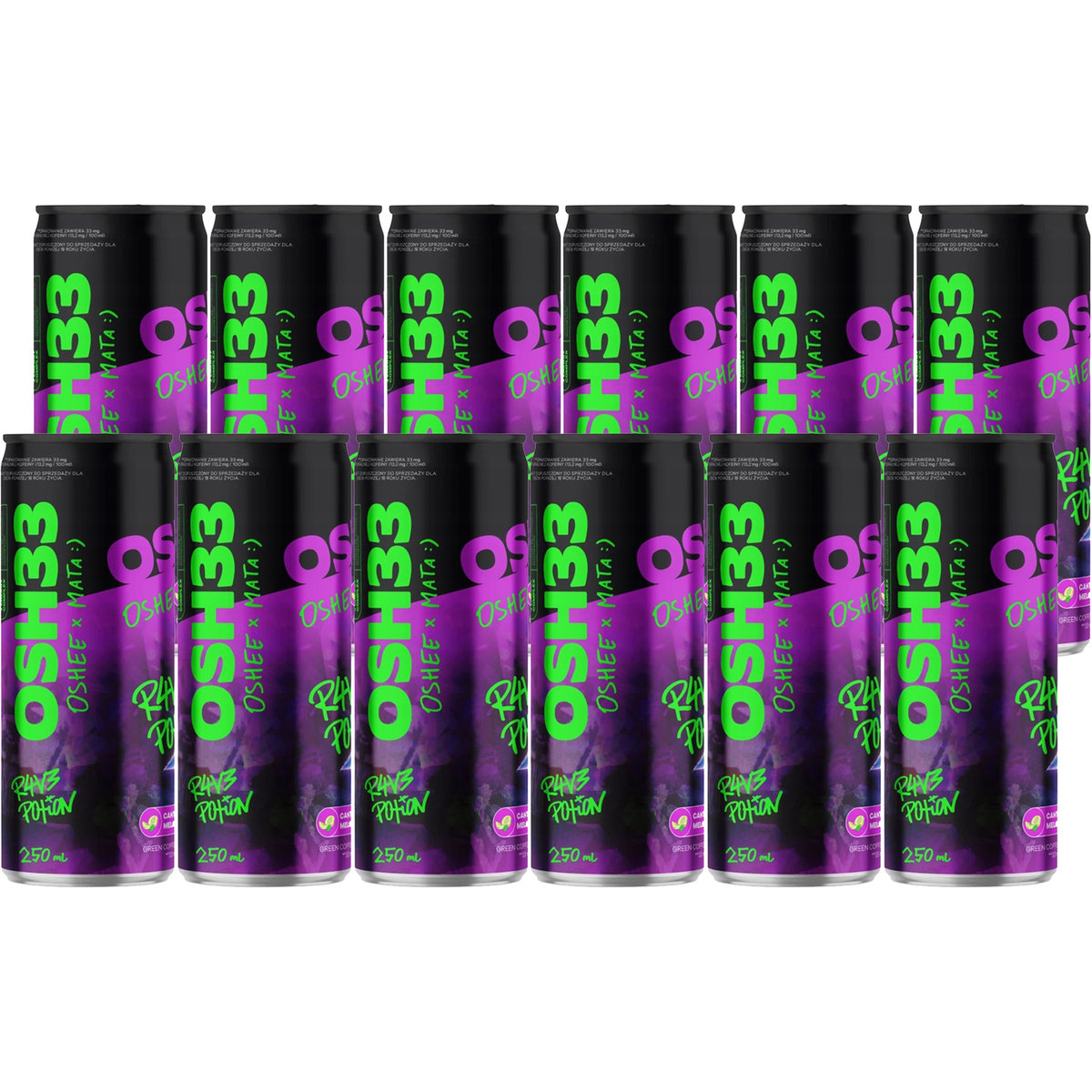 Oshee x Mata Rave Potion Napój gazowany o smaku melon-mięta 250 ml x 12 sztuk