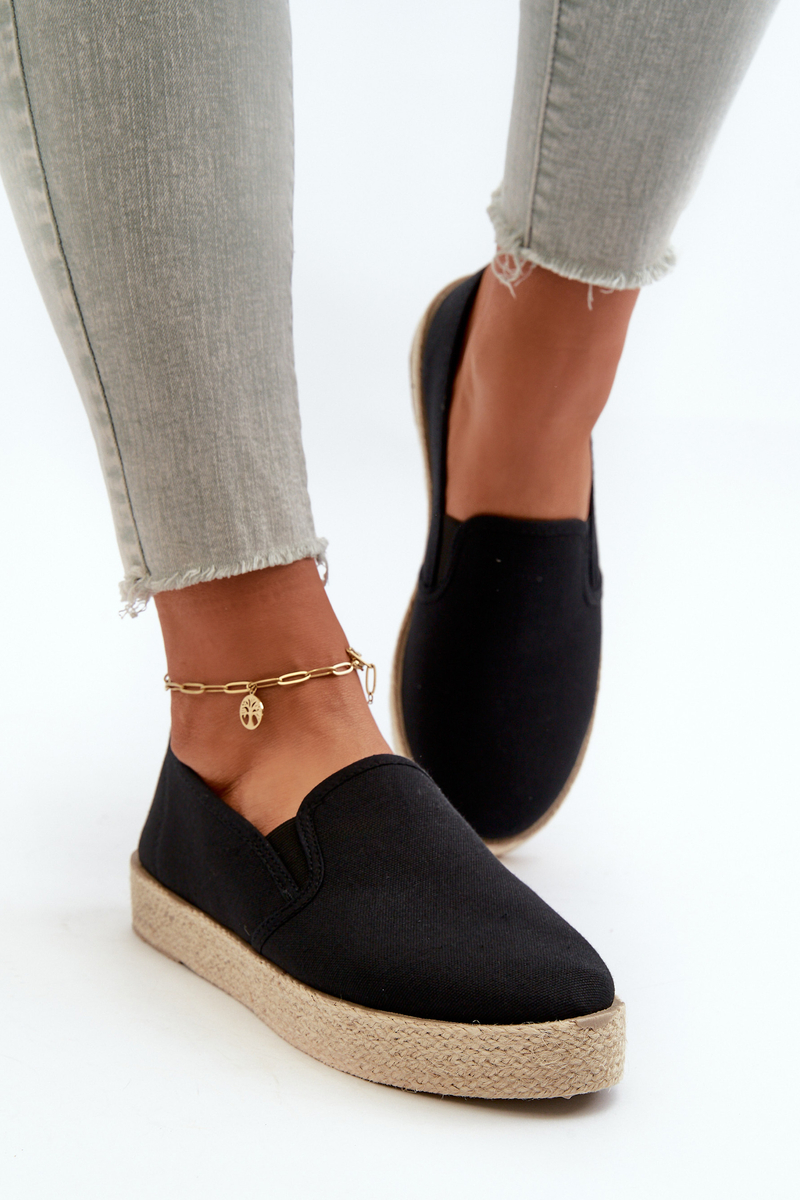 Espadryle Damskie Na Platformie Czarne Naloenma - Zazoo