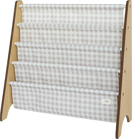 Stojak na książki Gingham beżowy z recyklingu