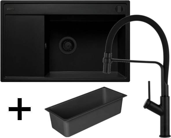 ZESTAW PYRAMIS | CAMEA (79x50) 1B 1D P + FLEXOS | BLACK EDITION volcano (czarny mat) + wkładka + deska + dozownik (070168502BF)