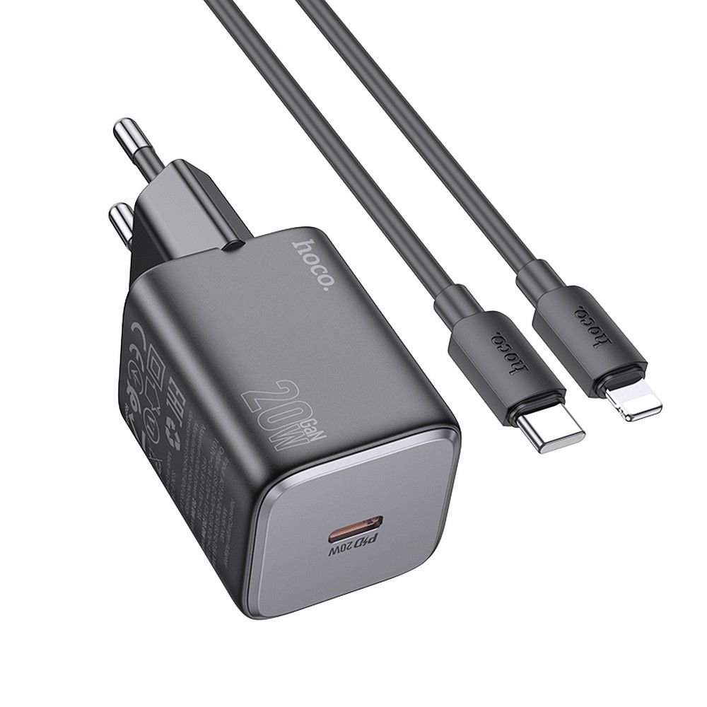 HOCO ładowarka sieciowa Typ C + kabel Typ C do Lightning QC PD 20W N40 czarna