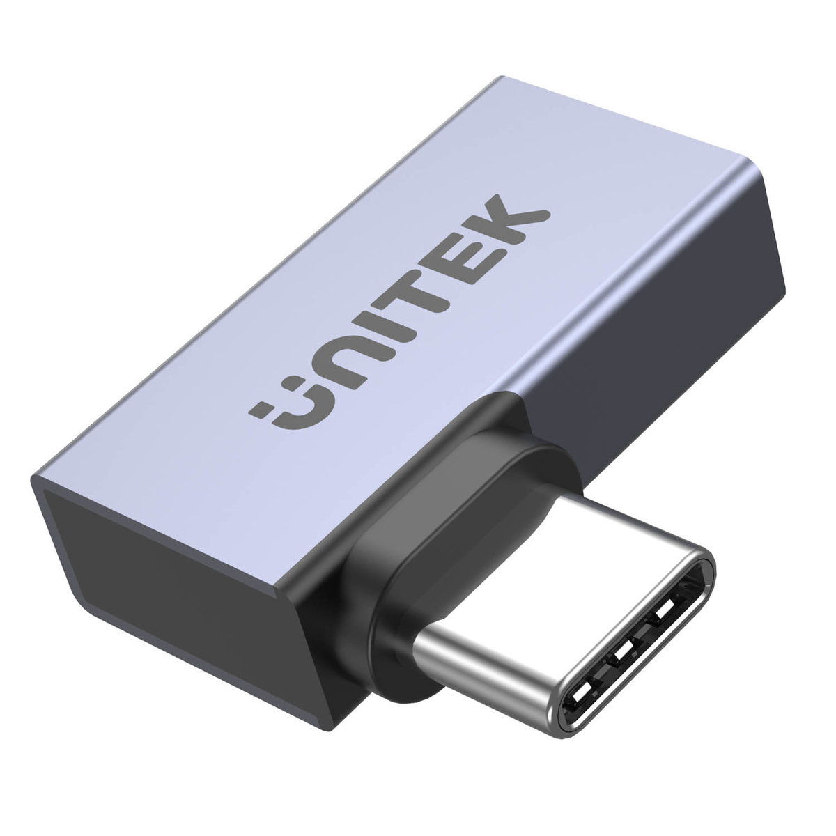 Adapter Unitek USB-C na USB-C kątowy płaski 40Gbps A1040GY01)