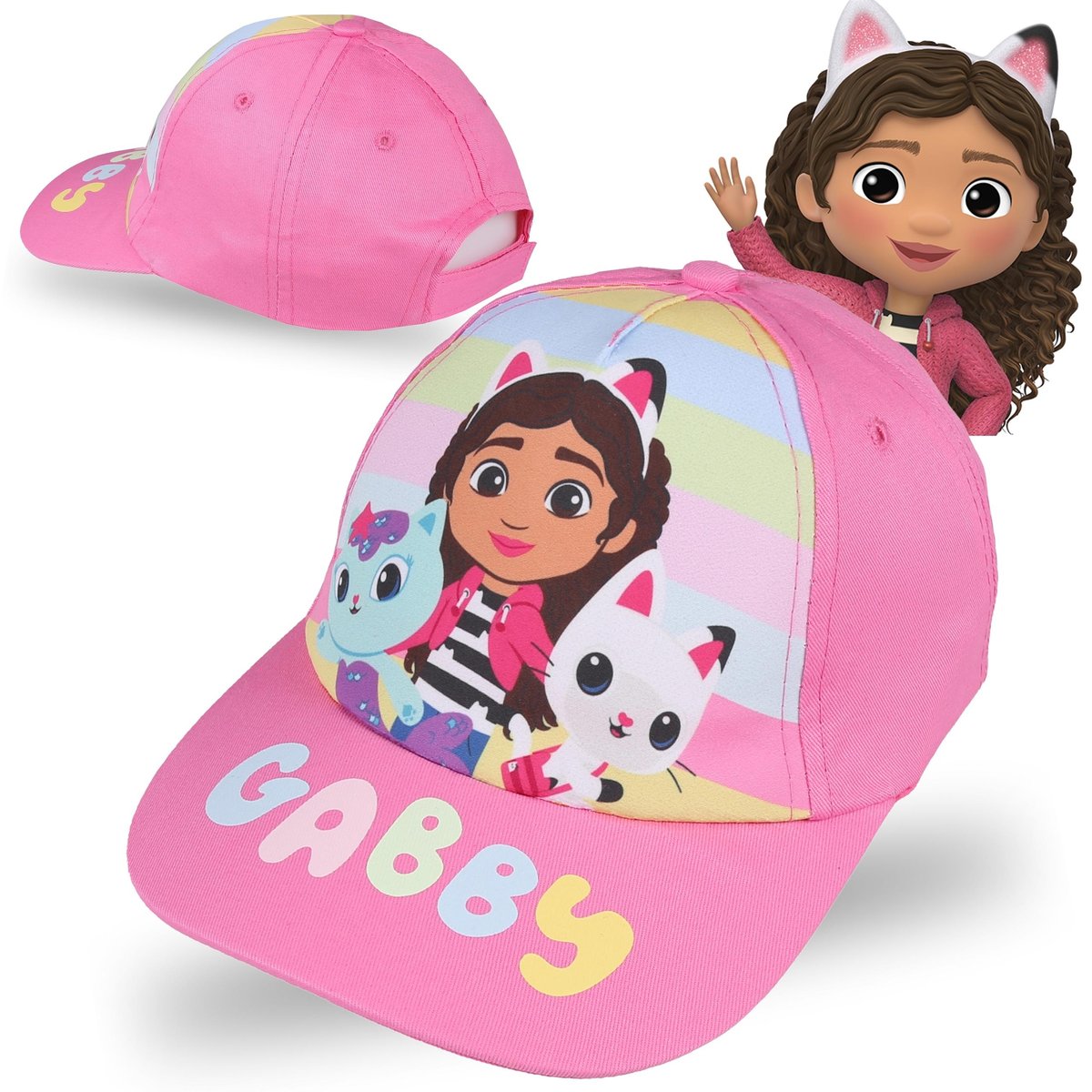 Koci Domek Gabi Różowa, dziewczęca czapka z daszkiem, dla dziewczynki 54 cm