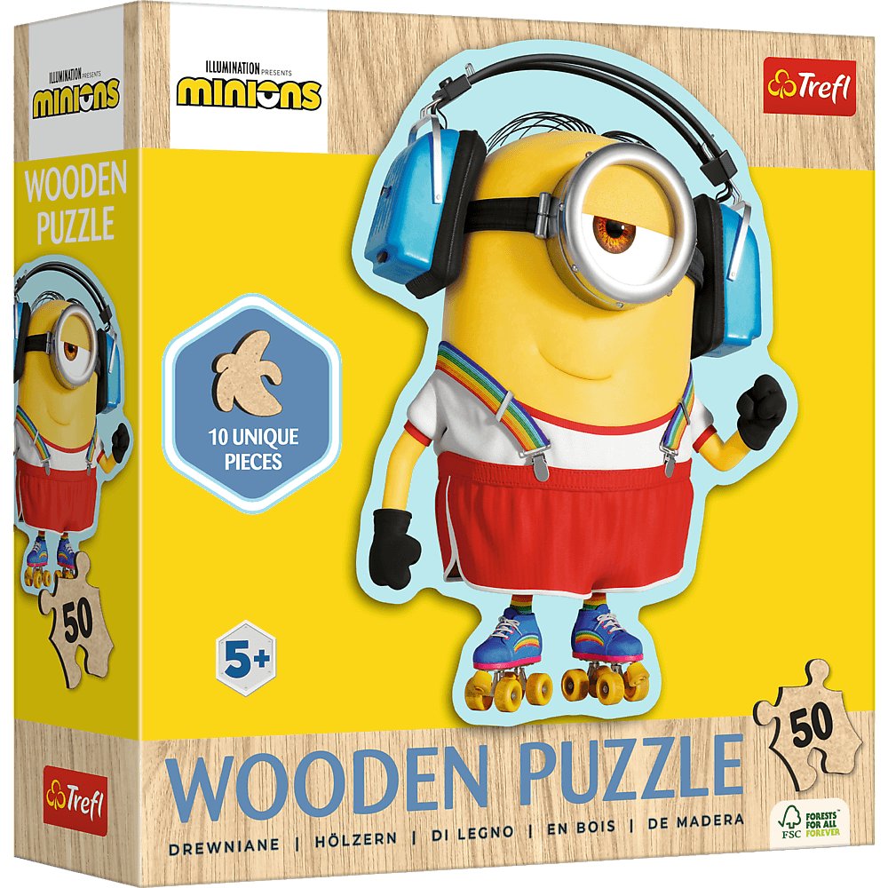 Puzzle 50 Drewniane Konturowe Szalony Minionek 20240