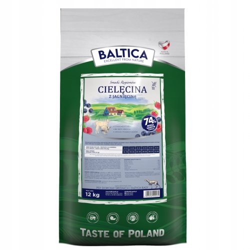Baltica Cielęcina z jagnięciną 12 kg ADULT M/XL
