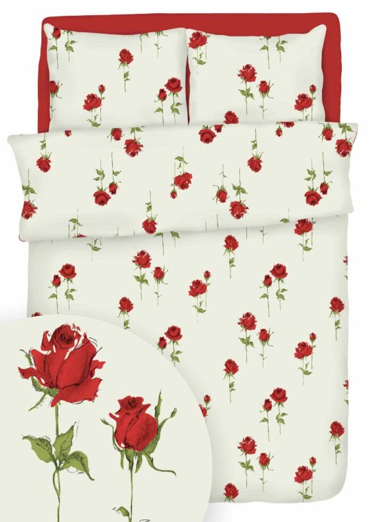 Komplet Pościeli Bawełnianej 160x200 2x70x80 Róża Stojąca Polski Producent 100% Bawełna