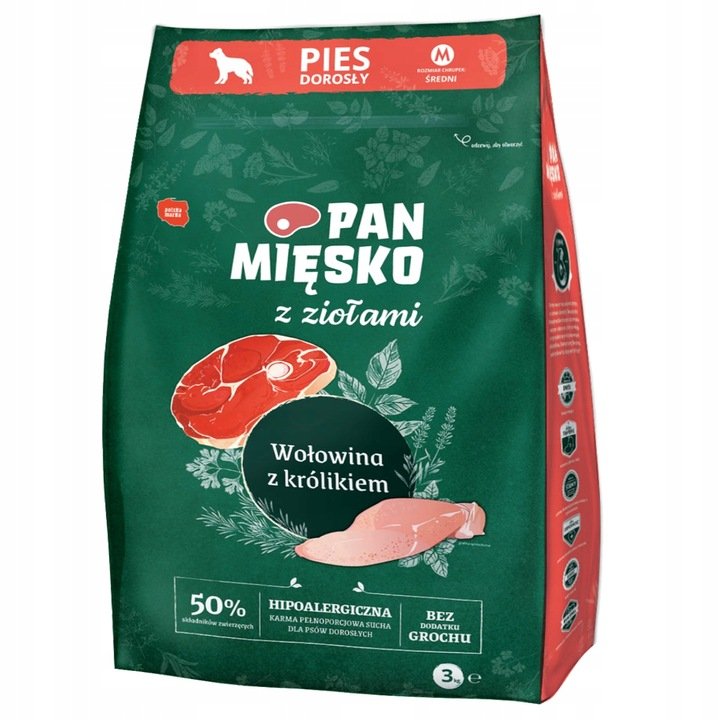 Sucha karma Pan Mięsko wołowina z królikiem dla psów z alergią 3 kg