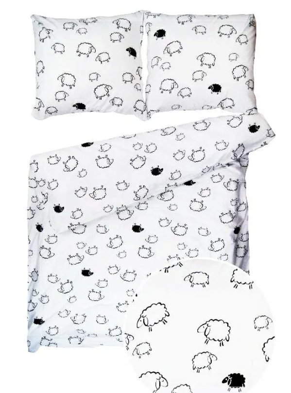 Komplet Pościeli Bawełnianej 160x200 2x70x80 Baranki Białe Polski Producent 100% Bawełna