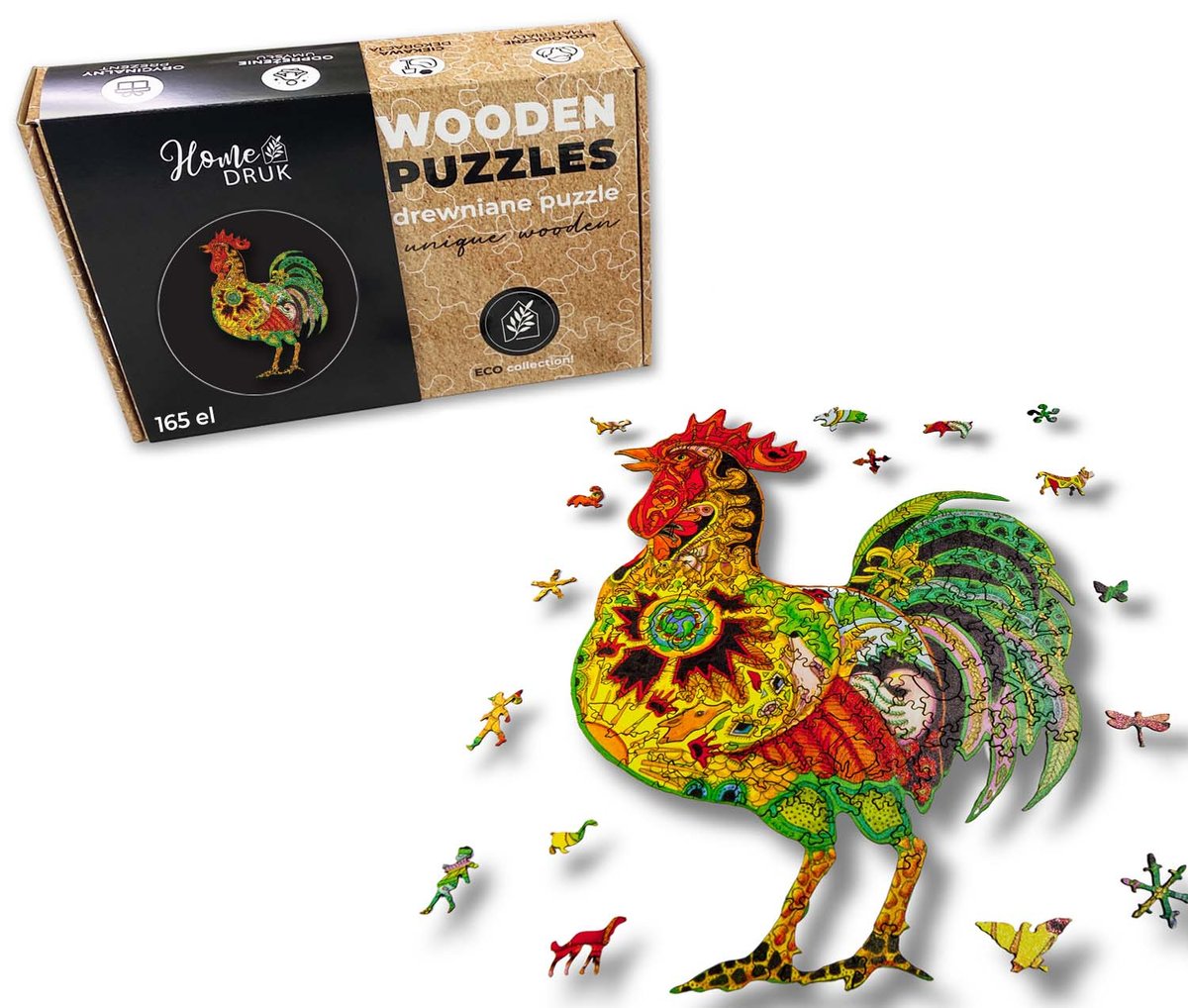 Puzzle Drewniane dla dzieci i dorosłych Kogucik 2 Cockerel 2